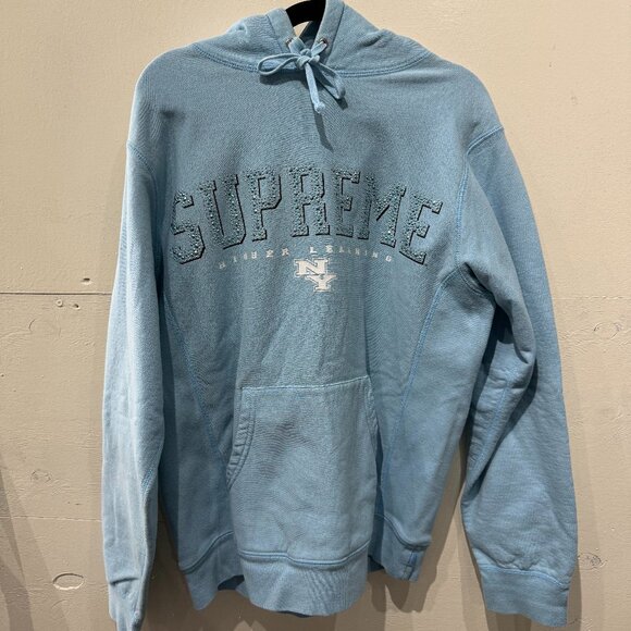 Medium Sky-Blue SUPREME Hoodie - Sparkly Logo - Picture 2 of 5